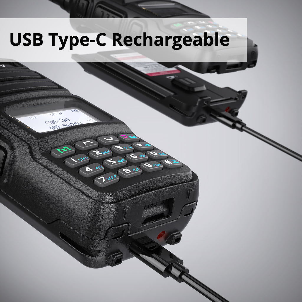 Radioddity GM-30 GMRS Radio [2 Pack + Cable] | 5W | VHF & UHF Scanner | NOAA | USB-C | SYNC - Radioddity