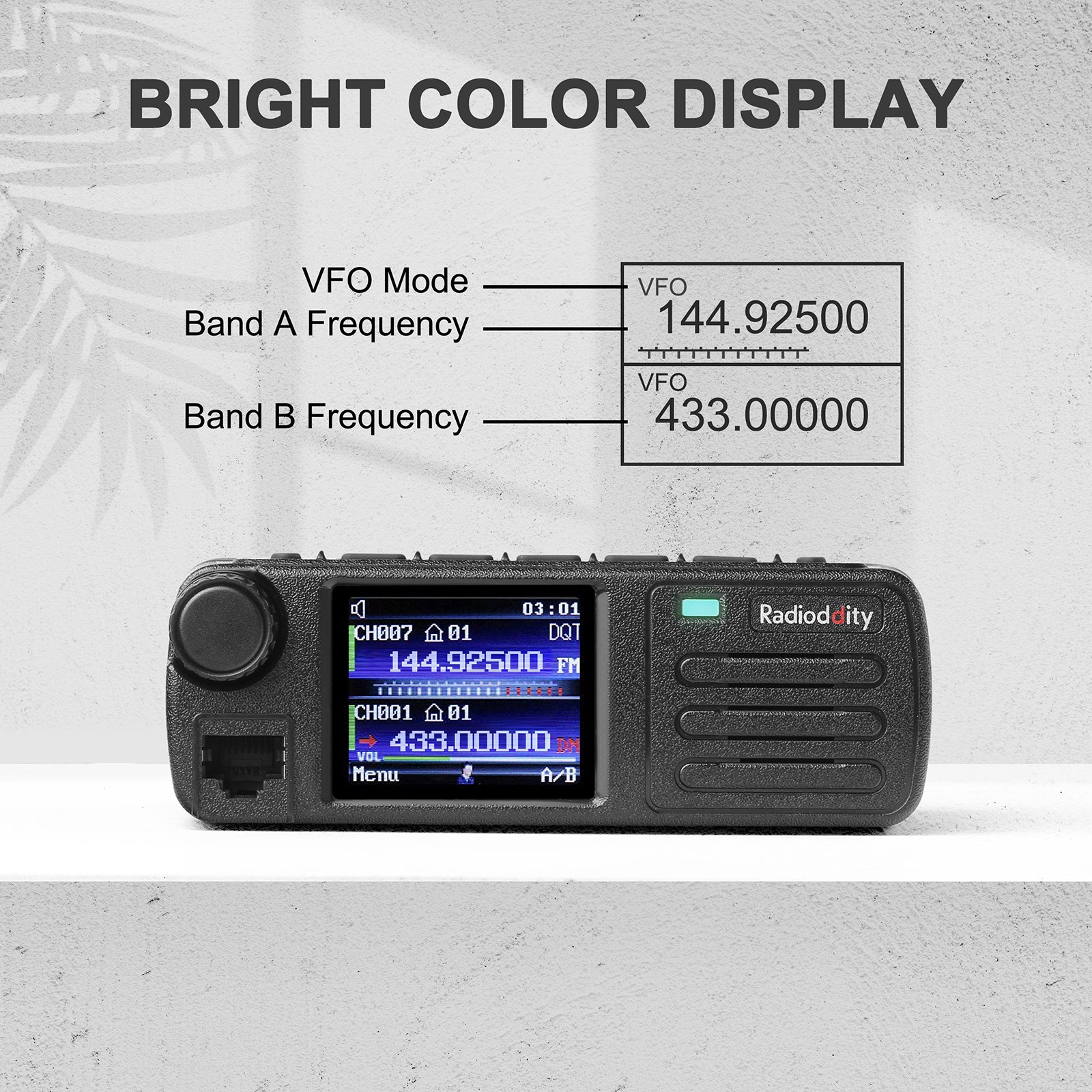 Radioddity DB25-D Mini Mobile Radio | 20W | Analog & Digital DMR | VHF & UHF Dual Band | GPS / APRS | SMS | Color Screen | 300000 Contacts - Radioddity