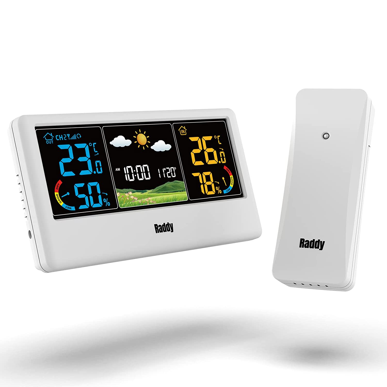 Raddy WF-55C Wireless Weather Station | Color Display | Weather Forecast | Thermometer Hygrometer - Radioddity