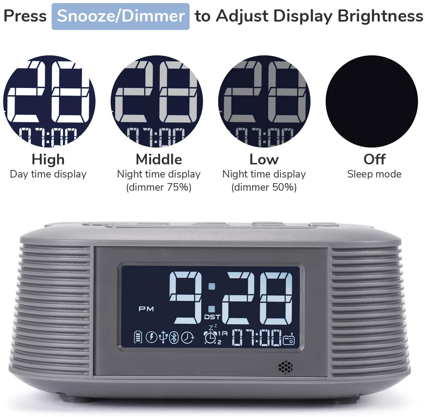 InstaBox D10 Wireless Charging Digital Alarm Clock FM Radio - Radioddity