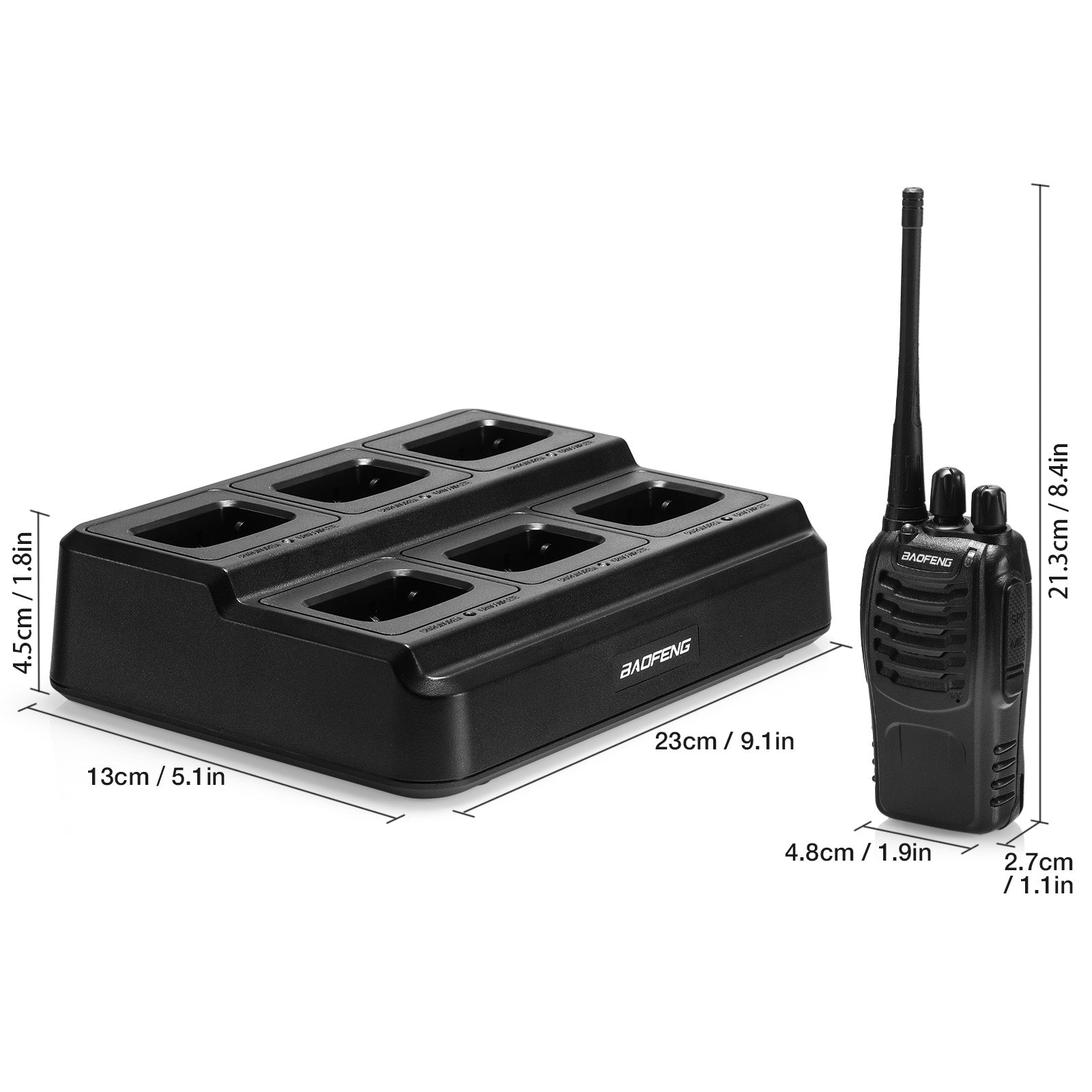 Baofeng BF-888S [6 Packs] with Bulk Charger | UHF | 5W | 16CH | CTCSS/DCS | Flashlight - Radioddity