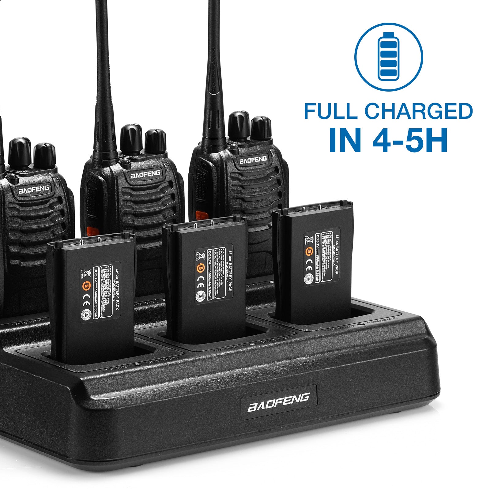 Baofeng BF-888S [6 Packs] with Bulk Charger | UHF | 5W | 16CH | CTCSS/DCS | Flashlight - Radioddity