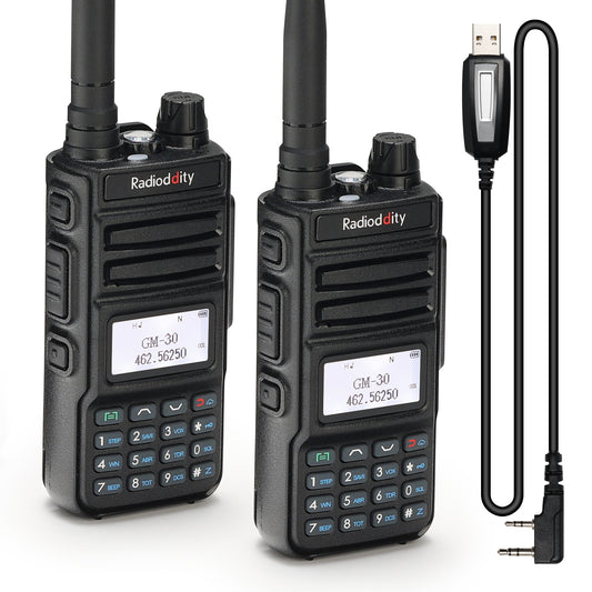 Radioddity GM-30 GMRS Radio [2 Pack + Cable] | 5W | VHF & UHF Scanner | NOAA | USB-C | SYNC - Radioddity