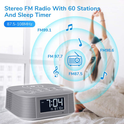 InstaBox D10 Wireless Charging Digital Alarm Clock FM Radio - Radioddity