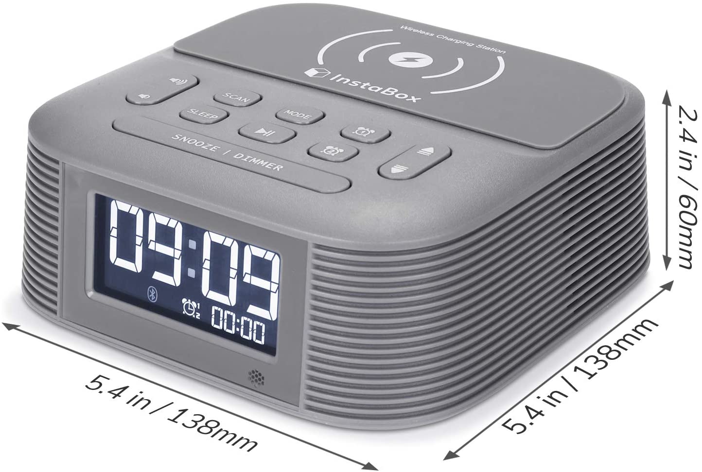 InstaBox D10 Wireless Charging Digital Alarm Clock FM Radio - Radioddity
