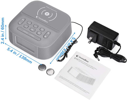 InstaBox D10 Wireless Charging Digital Alarm Clock FM Radio - Radioddity