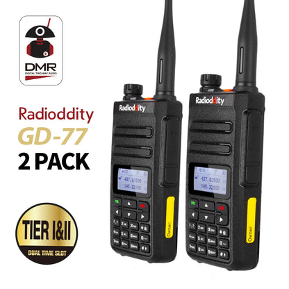 GD-77 DMR Dual Band Dual Time Slot Two Way Radio + Cable [2 Pack] - Radioddity