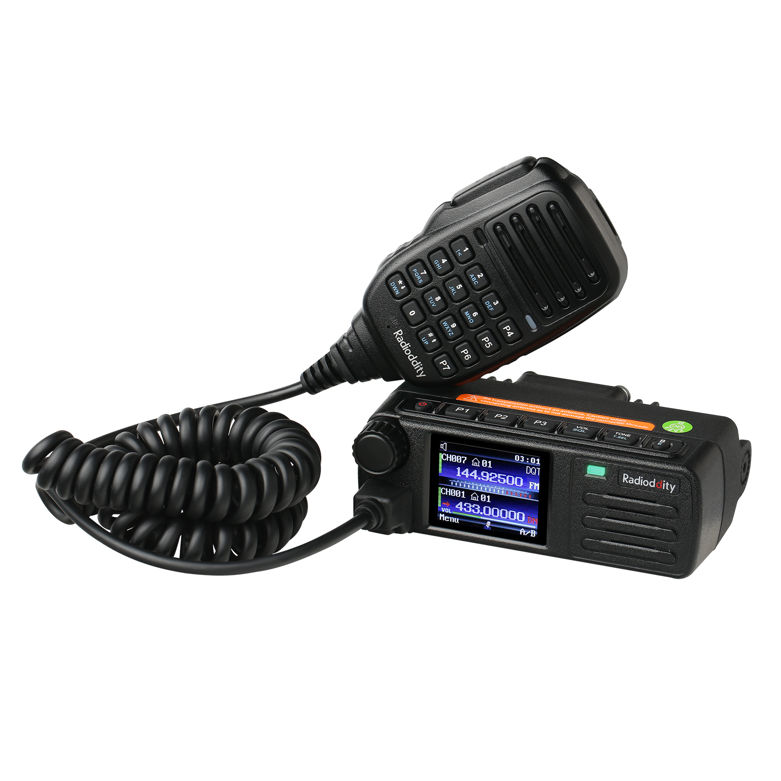 Radioddity DB25-D Mini Mobile Radio | 20W | Analog & Digital DMR | VHF & UHF Dual Band | GPS / APRS | SMS | Color Screen | 300000 Contacts - Radioddity