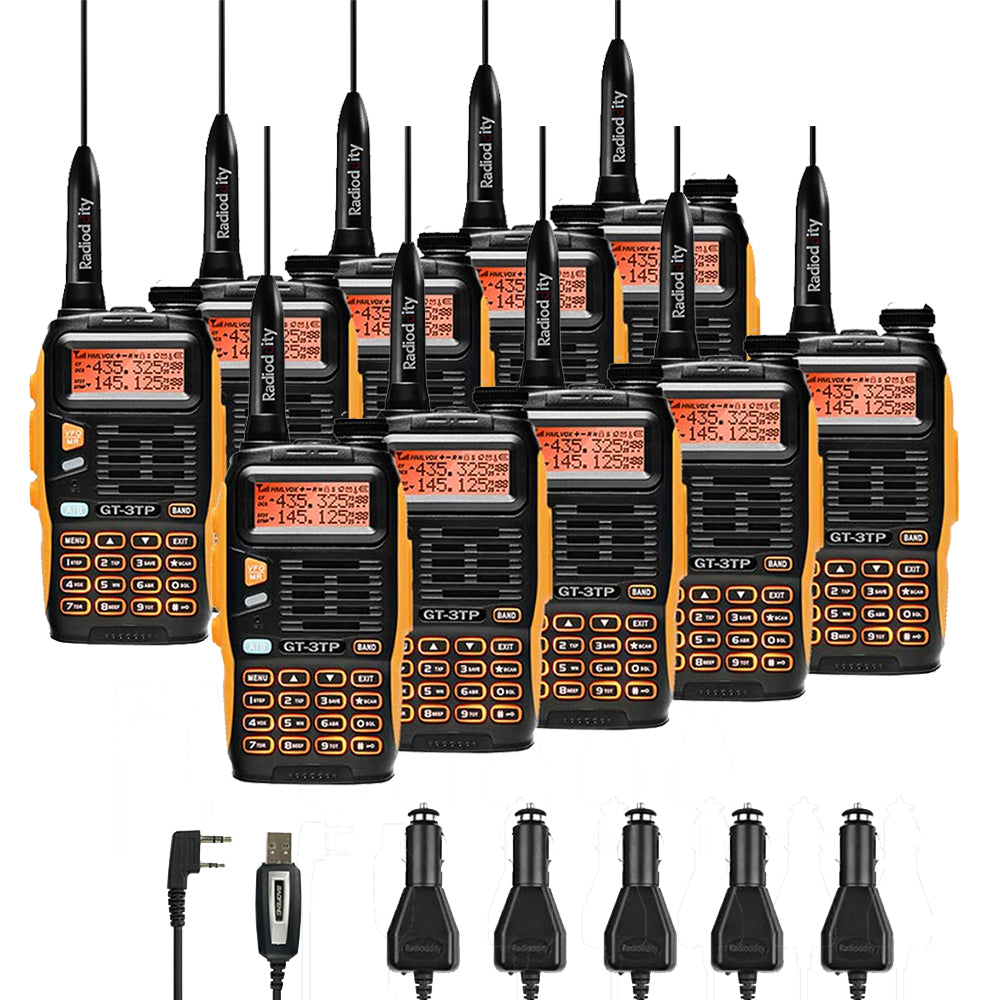 Baofeng GT-3TP Mark III Two way Radio [10 Packs] + Programming Cable - Radioddity