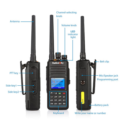 Radioddity GD-55 Plus | UHF DMR | 2800mA | 10/4W | Waterproof | Record - Radioddity