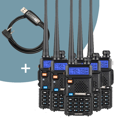 Baofeng UV-5R [5 Pack] | Dual Band | 4/1W | 128CH | Flashlight | VOX | Alert - Radioddity