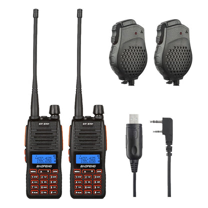 2 x BaoFeng GT-5TP Two-Way Radio + Programming Cable + 2 x Speaker - Radioddity
