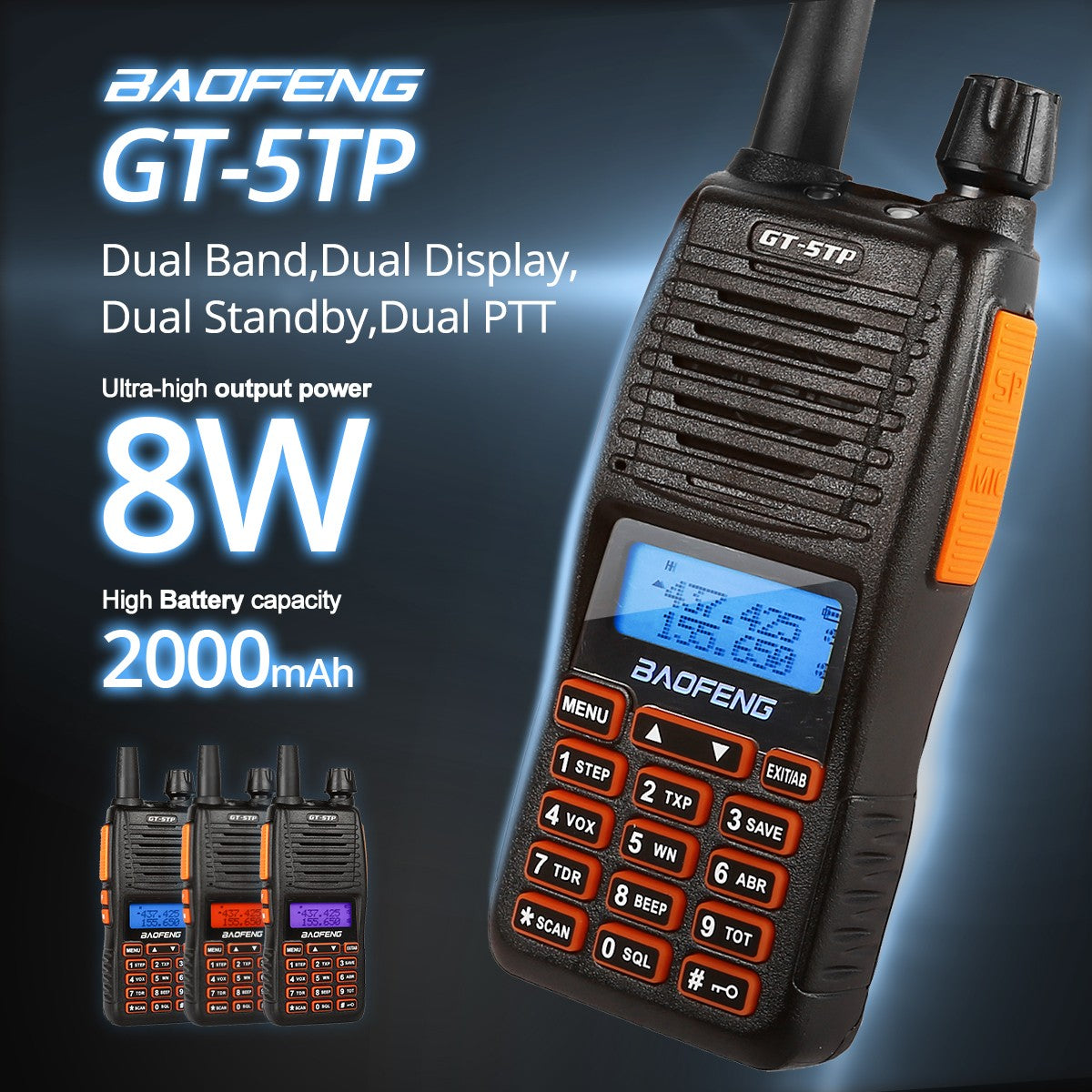 Baofeng GT-5TP Two-Way Radio [2 Packs] + Cable - Radioddity